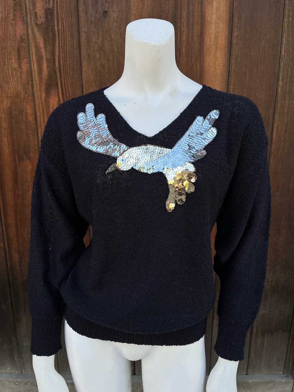 1970s Sequin Bird Sweater - image 4