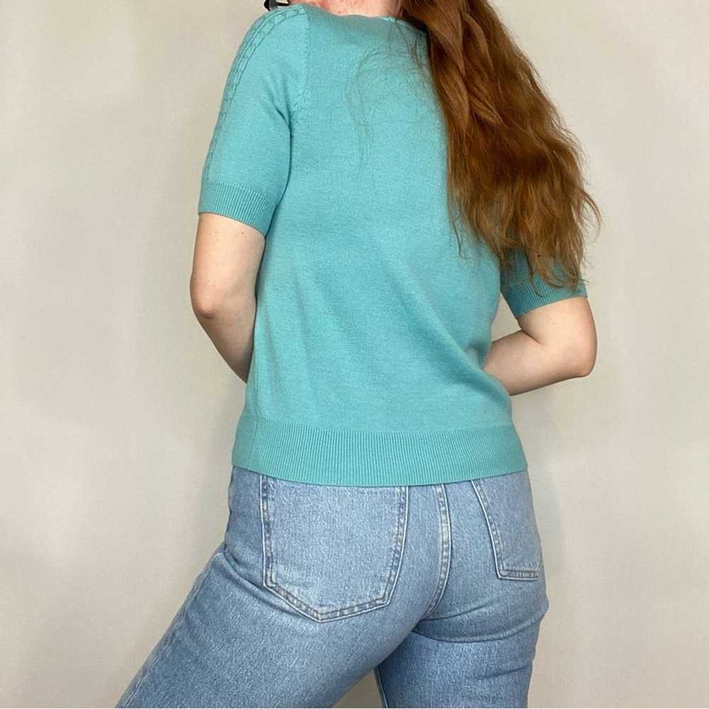Vintage 90s/Y2K Small Cable Knit Teal Green/Blue … - image 8