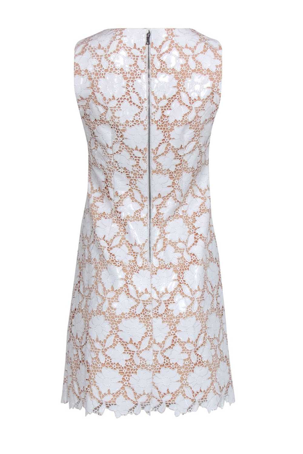 Alice & Olivia - White Faux Leather Eyelet Lace D… - image 3