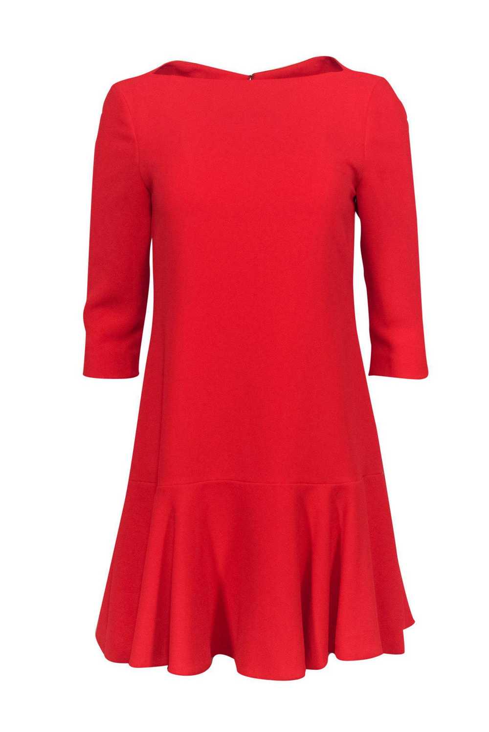 Kate Spade - Bright Red Boat Neck Dress w/ Ruffle… - image 1