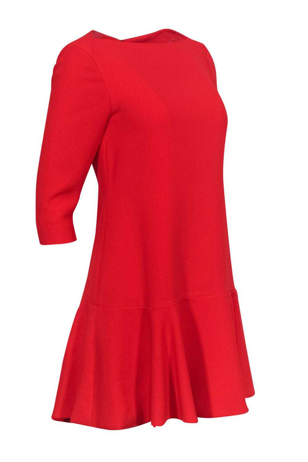 Kate Spade - Bright Red Boat Neck Dress w/ Ruffle… - image 2