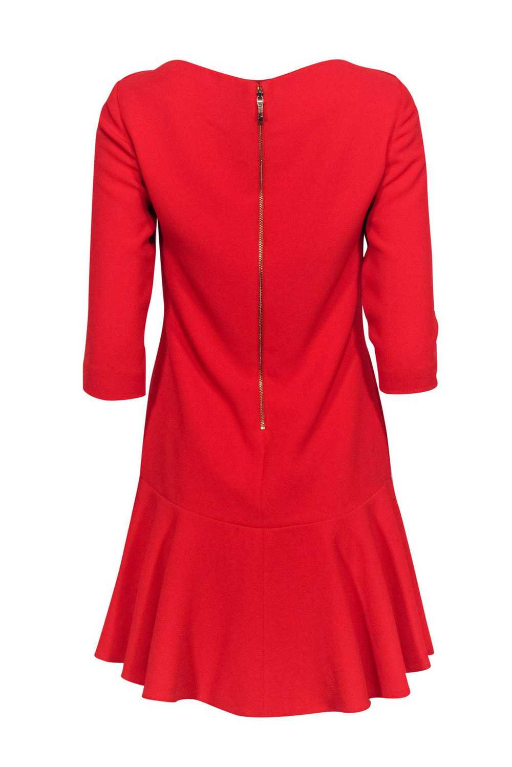 Kate Spade - Bright Red Boat Neck Dress w/ Ruffle… - image 3