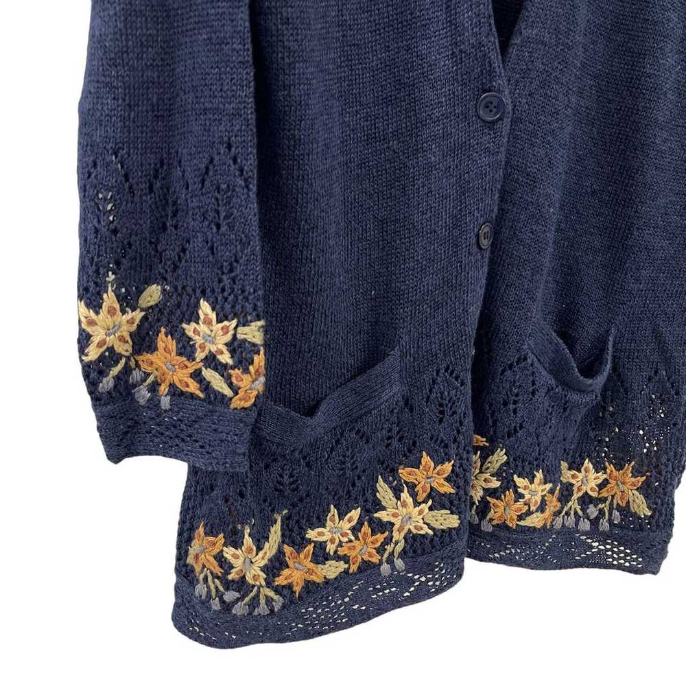 Vintage JH Collectibles Navy Tan Floral Knit Card… - image 3