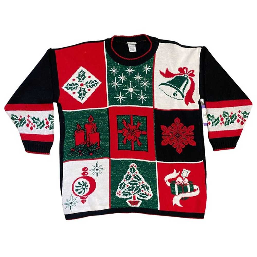 Vintage Cabin Creek 2X Christmas Sweater Metallic… - image 1