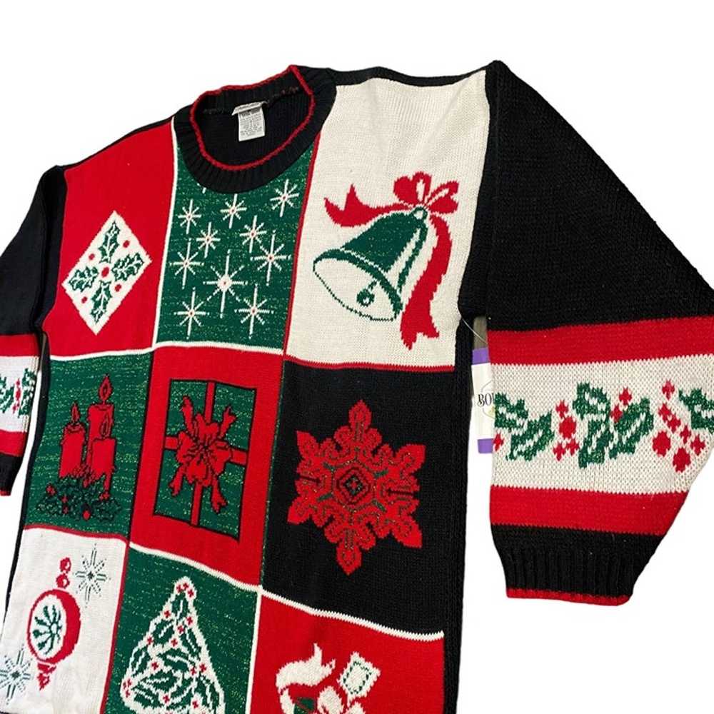 Vintage Cabin Creek 2X Christmas Sweater Metallic… - image 2