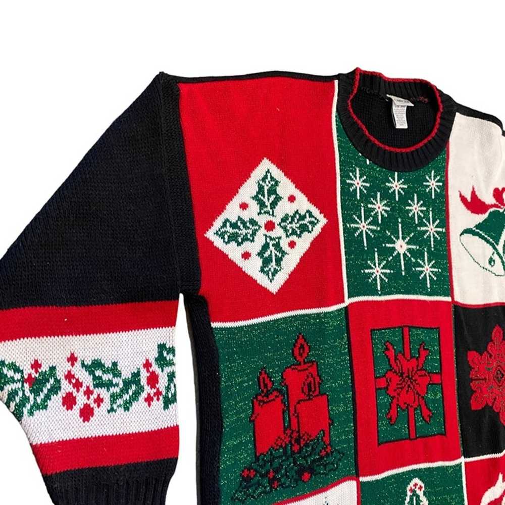 Vintage Cabin Creek 2X Christmas Sweater Metallic… - image 4