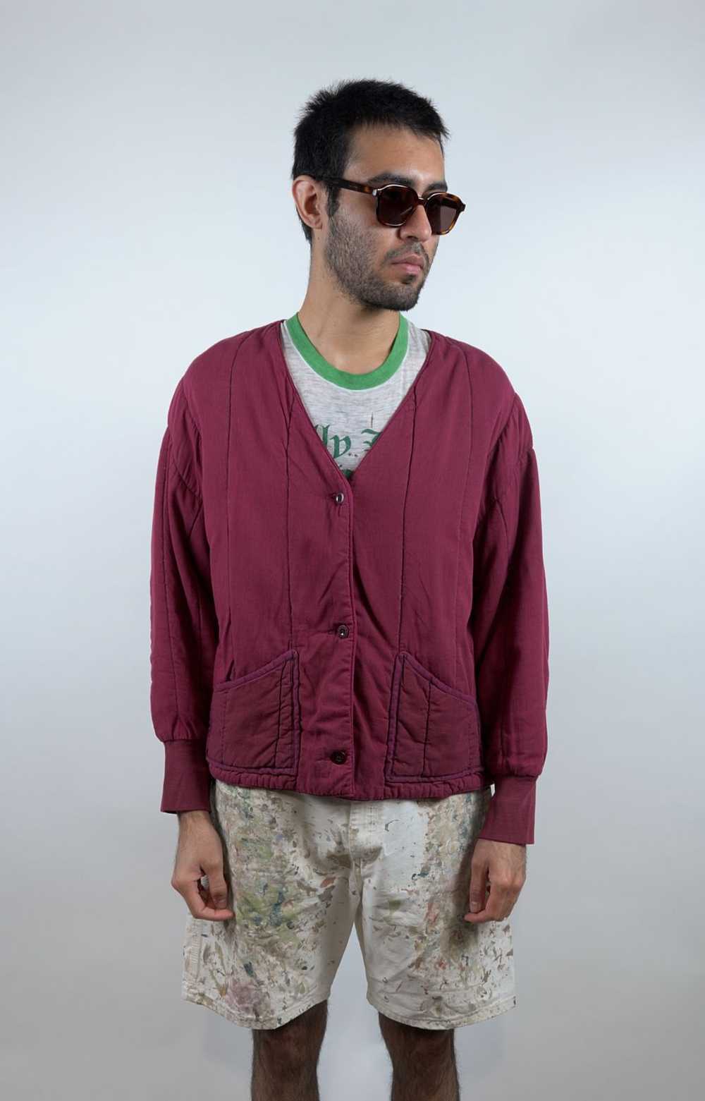 OVERDYED MAROON RED THICK QUILTED LINER JACKET - image 9