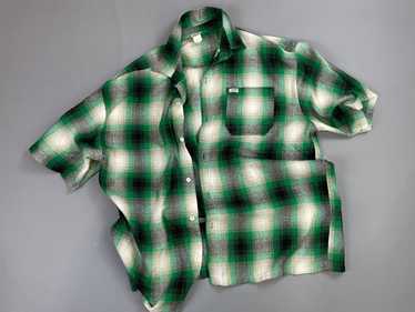 RETRO SHORT SLEEVE BUTTON DOWN SHADOW PLAID FLANN… - image 1