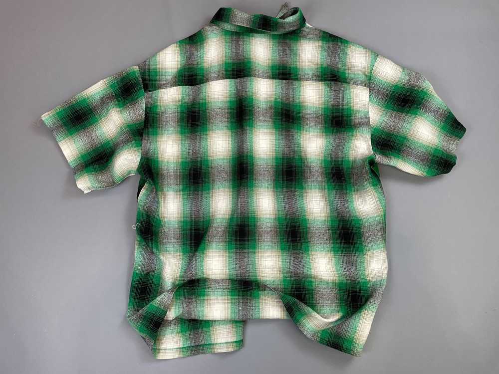 RETRO SHORT SLEEVE BUTTON DOWN SHADOW PLAID FLANN… - image 3