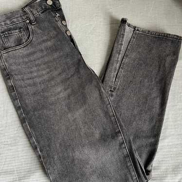 pacsun grey wash dad jeans with ankle slits