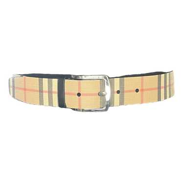Vintage Burberry leather and Nova check belt with solid brass buckle,  44/110 made in Italy.