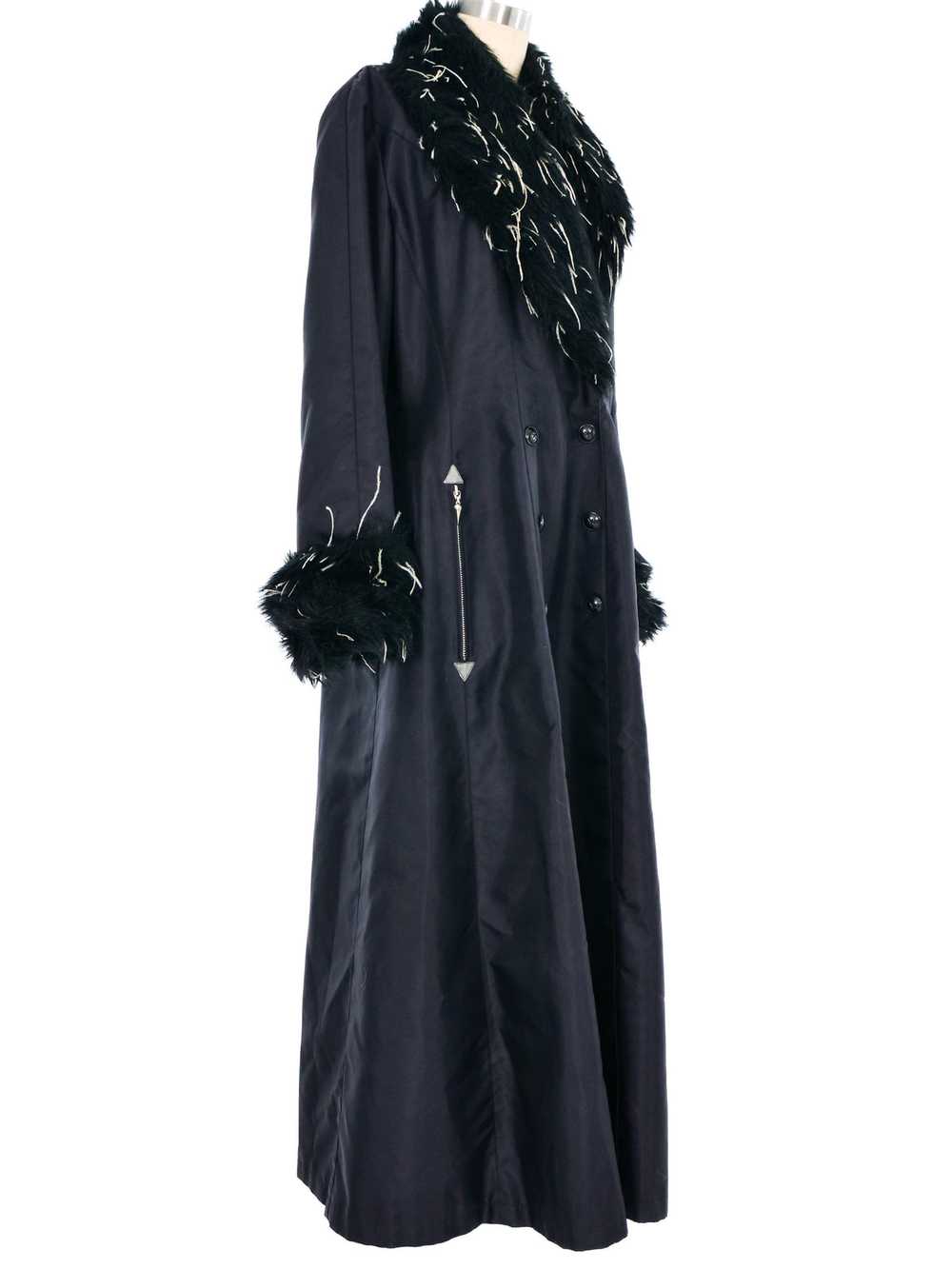 1990s Thierry Mugler Faux Fur Trimmed Nylon Trenc… - image 5