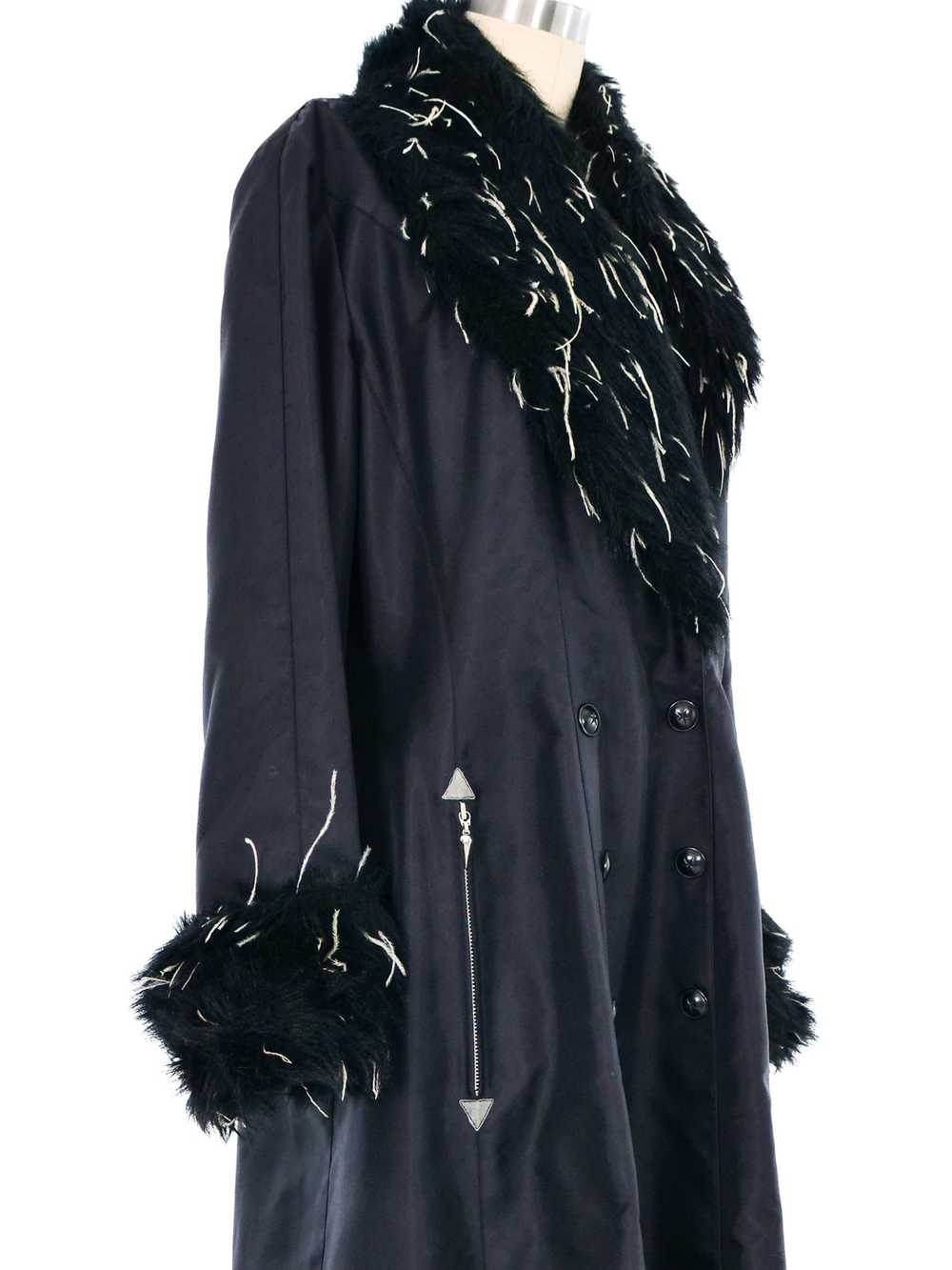 1990s Thierry Mugler Faux Fur Trimmed Nylon Trenc… - image 7