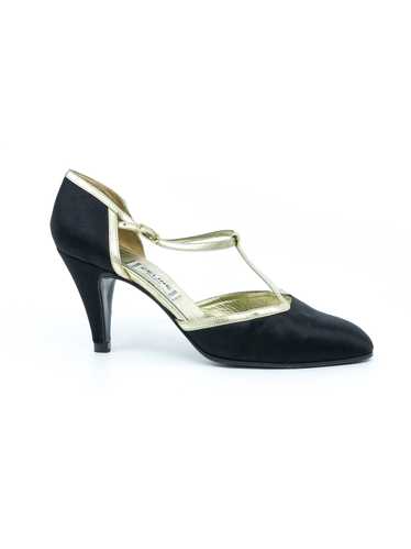 Celine Satin T-Strap Heeled Mary Janes, 6.5