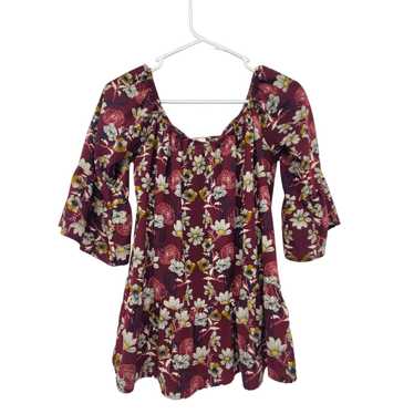 Other Maroon Floral Off Shoulder Elbow Sleeve Tie… - image 1