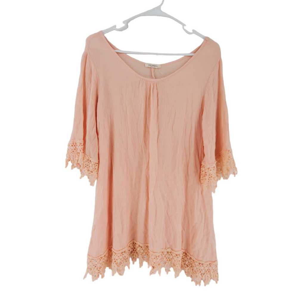 Other Promesa Boho Lace Hem Wide Scoop Neck Elbow… - image 1