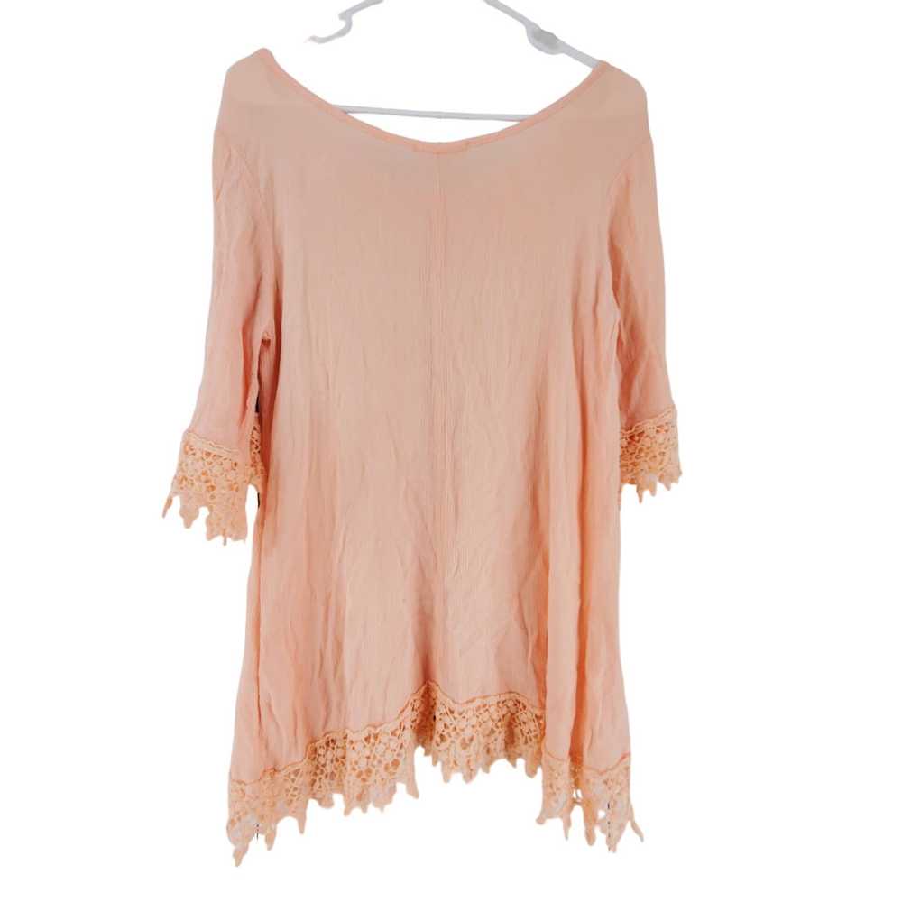 Other Promesa Boho Lace Hem Wide Scoop Neck Elbow… - image 2