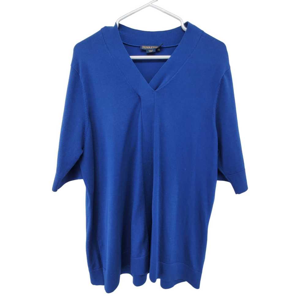 Pendleton Pendleton XL Blue Silk Blend V-neck Elb… - image 1