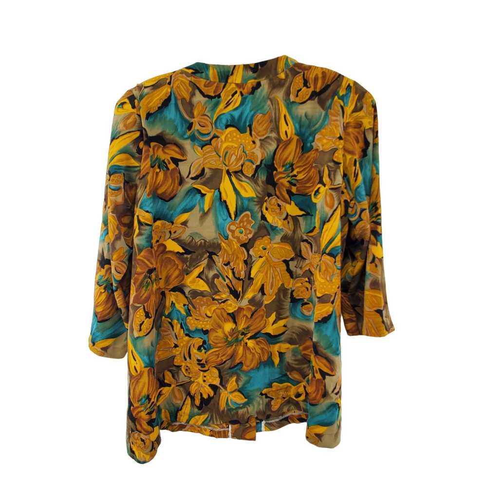 Vintage Vintage Floral Button Up 3/4 Sleeve Padde… - image 2