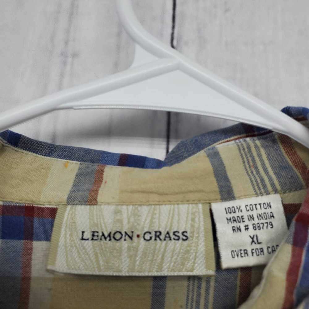 Vintage Vintage Lemon Grass Plaid Floral Embroide… - image 3