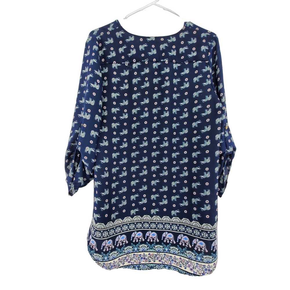 Rue 21 Boho Elephant Zip Up V-neck High Low Elbow… - image 2