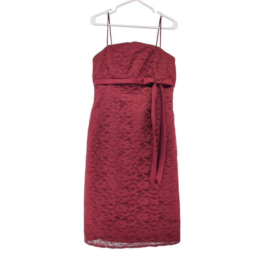 Vera Wang Vera Wang Maroon Lace Bow Tie Cami Shea… - image 1