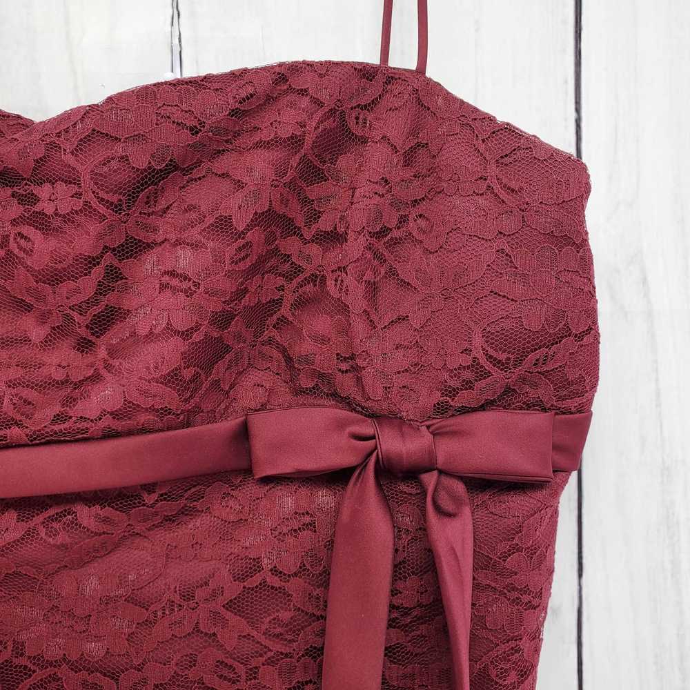 Vera Wang Vera Wang Maroon Lace Bow Tie Cami Shea… - image 4