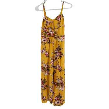 Other Xhilaration Floral Mustard Wide Leg Cami V-… - image 1