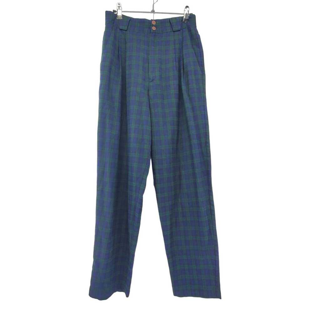 Vintage Vintage Plaid High Rise Pleated Tapered P… - image 1