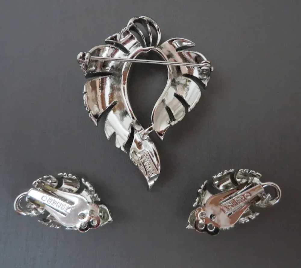 Lisner Jewelry Set, Silver Tone Leafy Brooch and … - image 6
