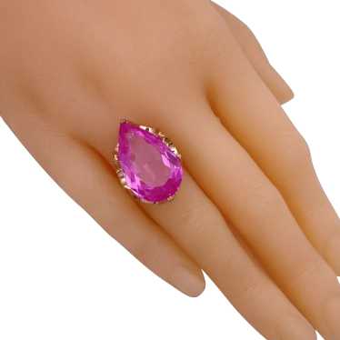 Fabulous BIG Lab Pink Sapphire Retro Ring 20.25 C… - image 1
