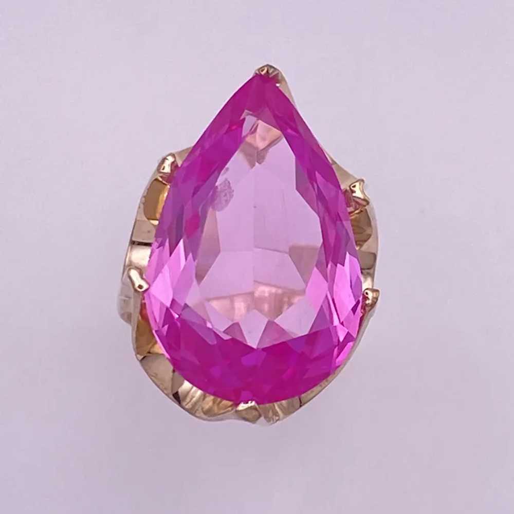 Fabulous BIG Lab Pink Sapphire Retro Ring 20.25 C… - image 2