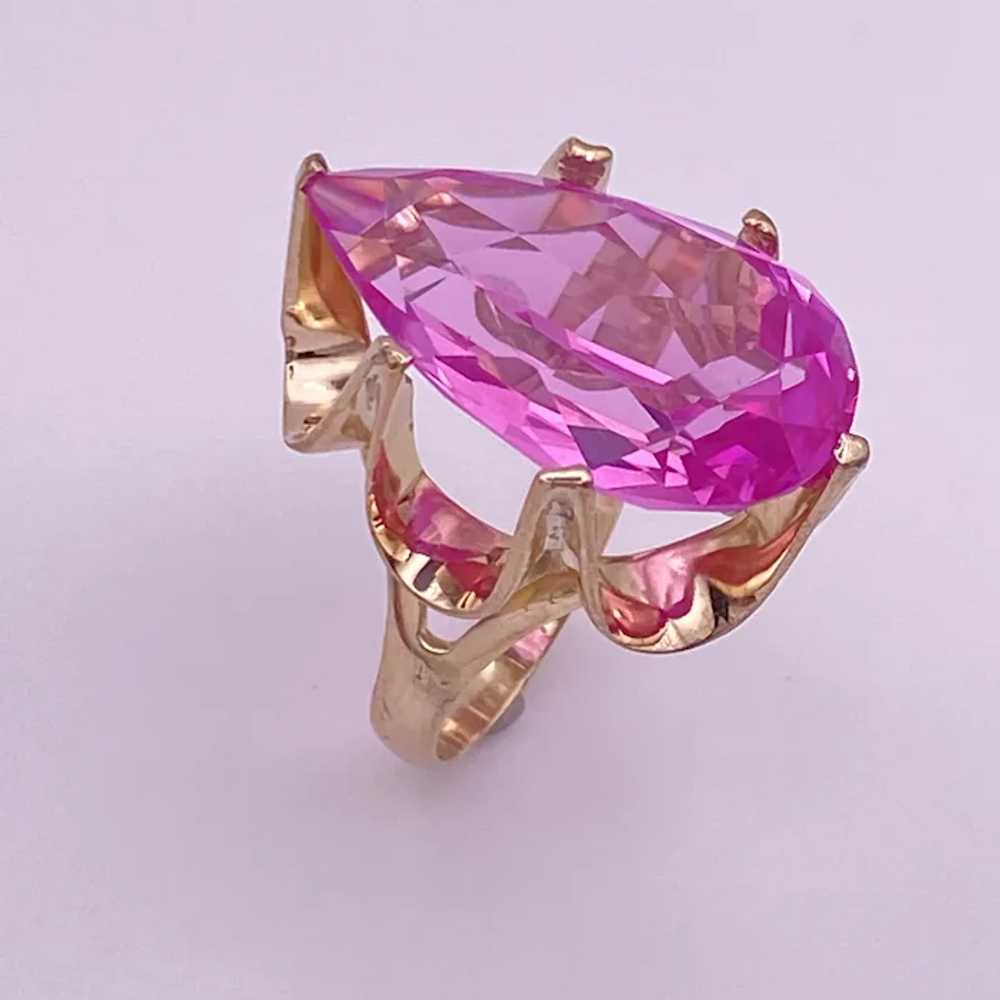 Fabulous BIG Lab Pink Sapphire Retro Ring 20.25 C… - image 3