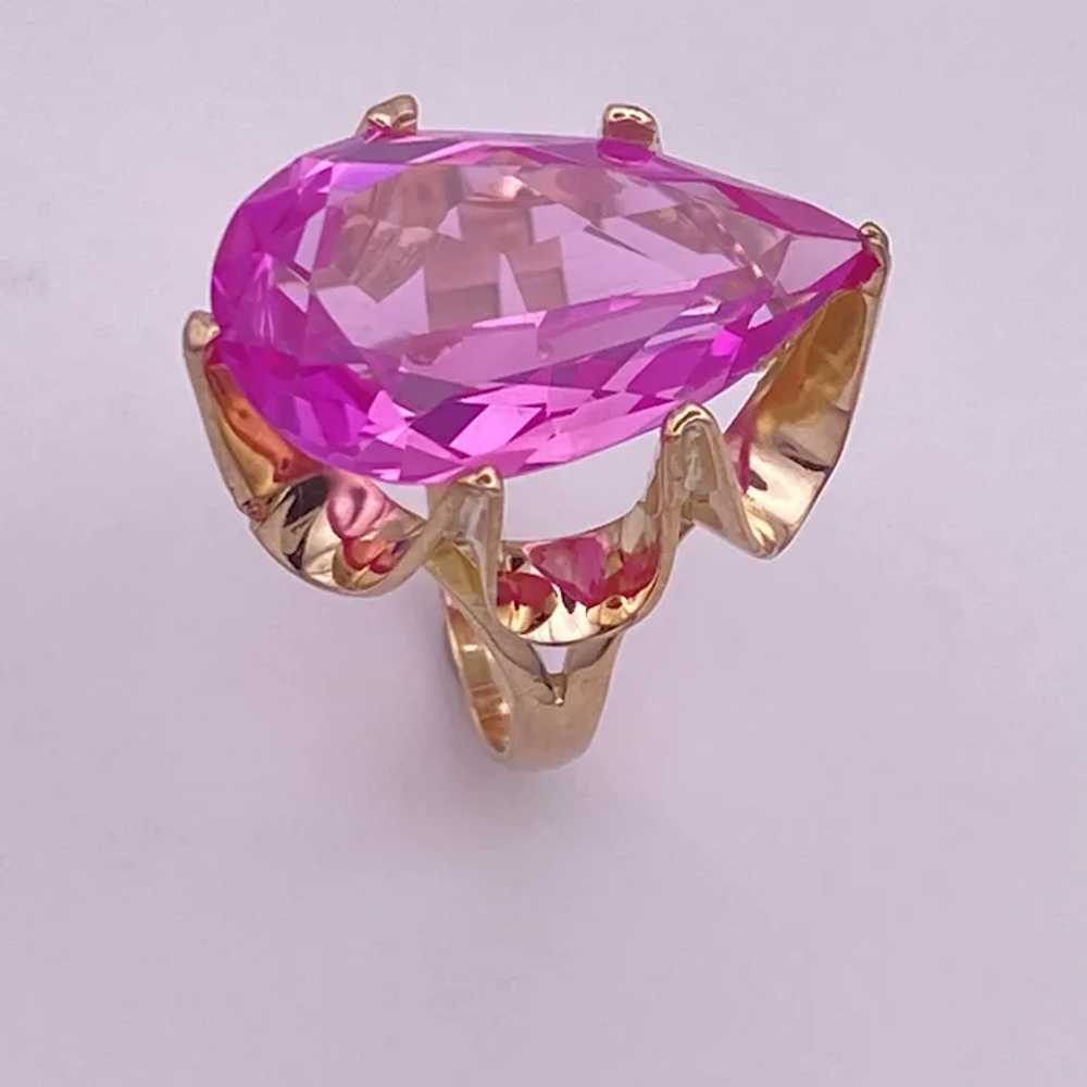 Fabulous BIG Lab Pink Sapphire Retro Ring 20.25 C… - image 4