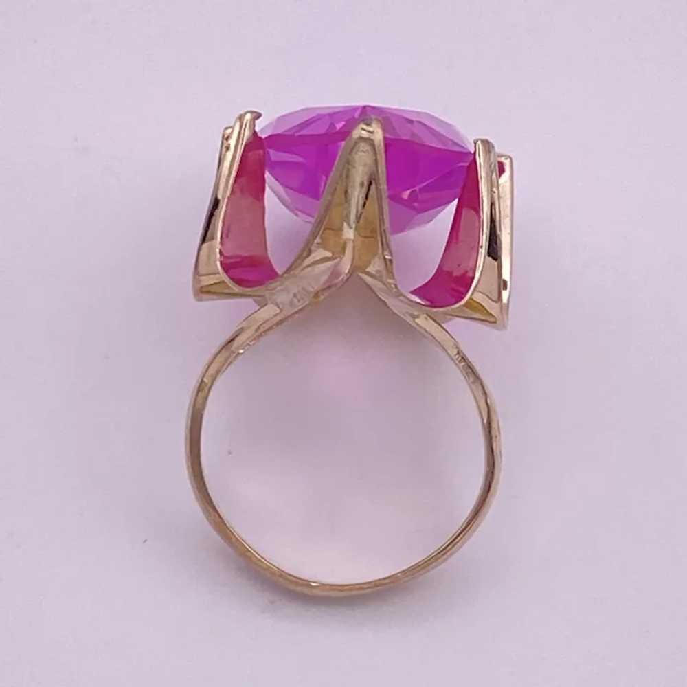 Fabulous BIG Lab Pink Sapphire Retro Ring 20.25 C… - image 5