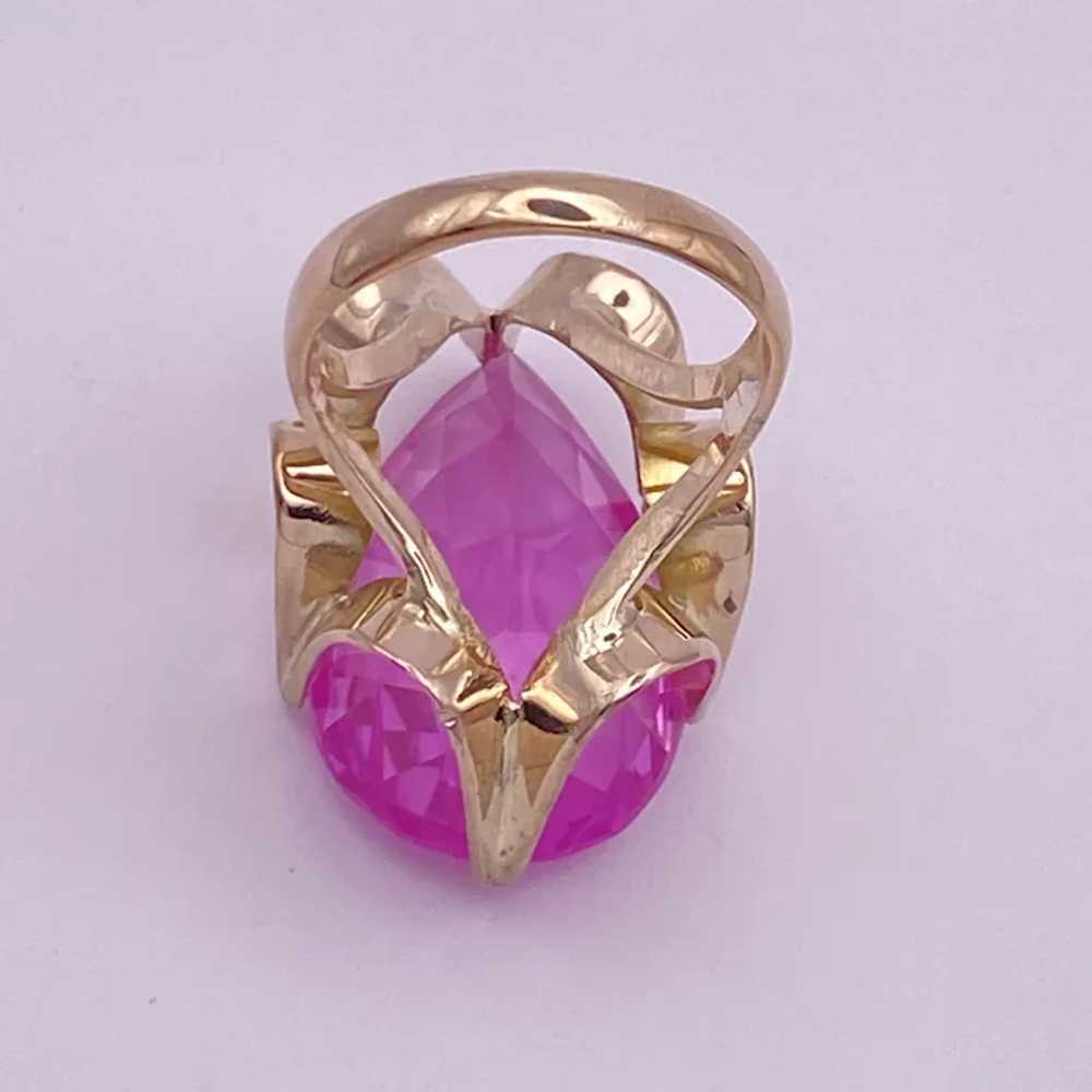 Fabulous BIG Lab Pink Sapphire Retro Ring 20.25 C… - image 6