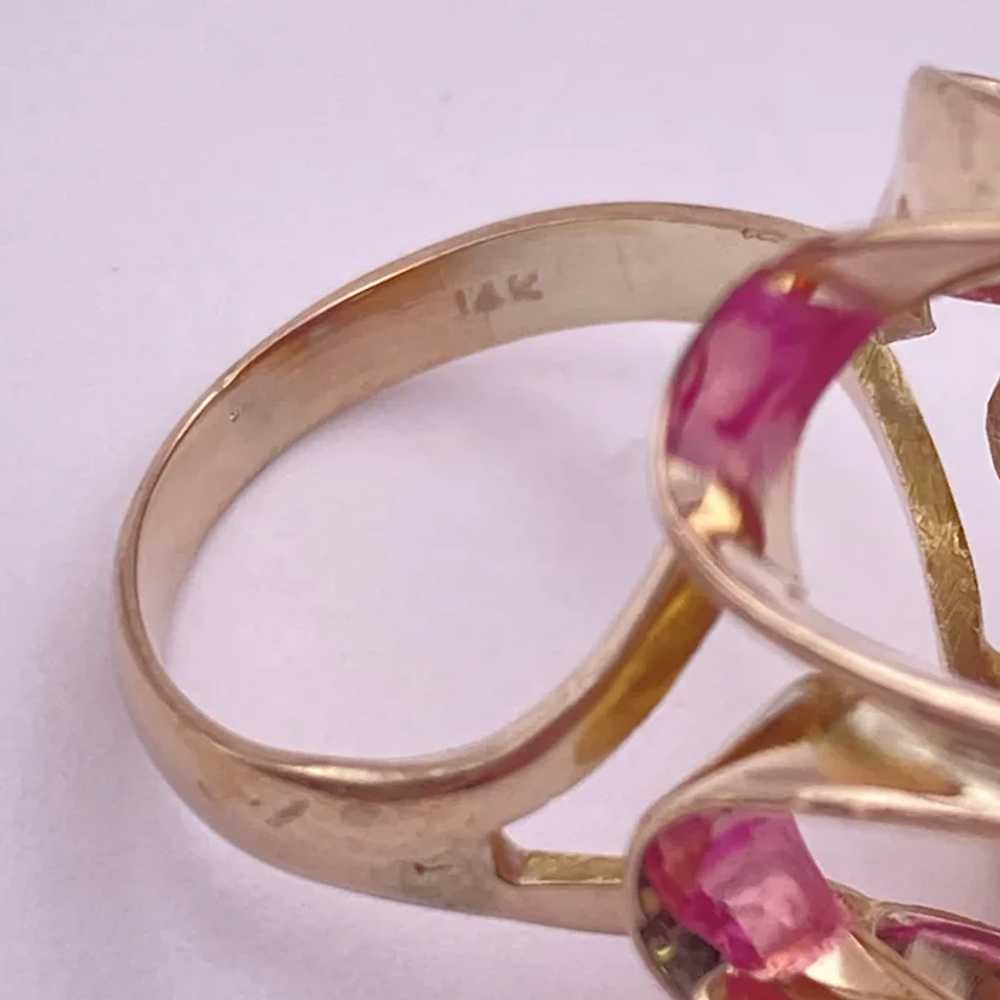 Fabulous BIG Lab Pink Sapphire Retro Ring 20.25 C… - image 7