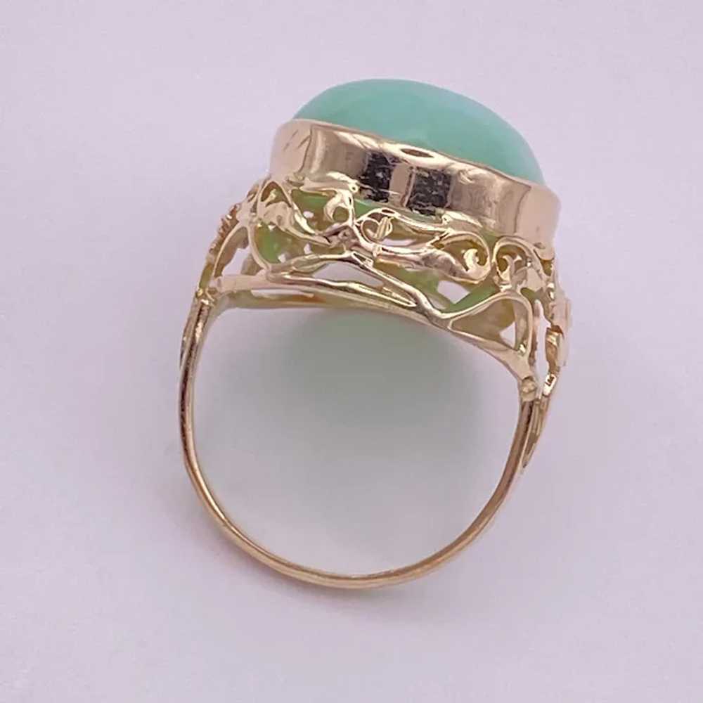 BIG Chrysoprase Cabochon Vintage Ring 14K Gold - image 7