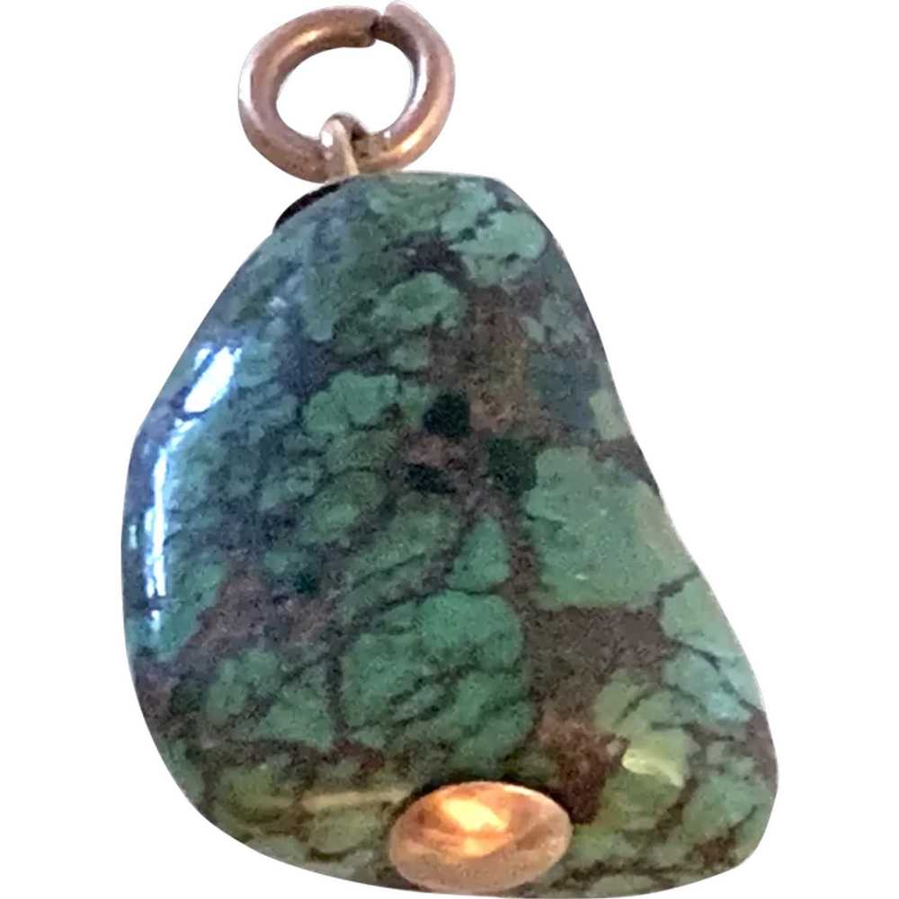 Antique 9ct Rose Gold supported Turquoise Boulder - image 1