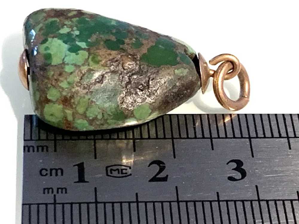 Antique 9ct Rose Gold supported Turquoise Boulder - image 3