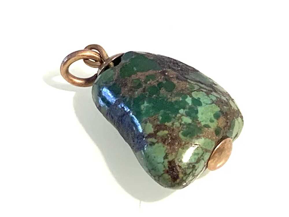 Antique 9ct Rose Gold supported Turquoise Boulder - image 4