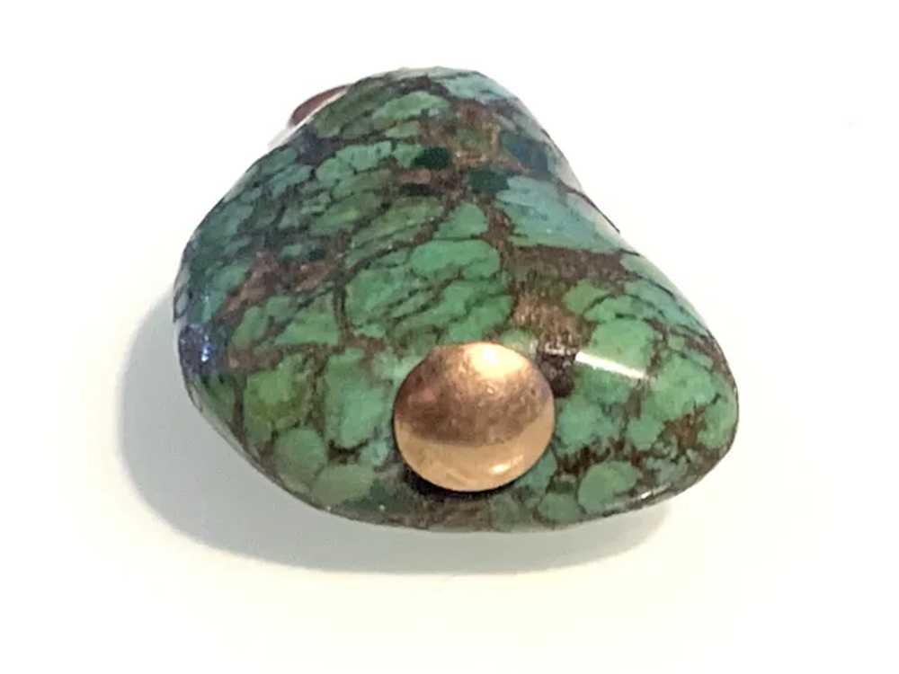 Antique 9ct Rose Gold supported Turquoise Boulder - image 6