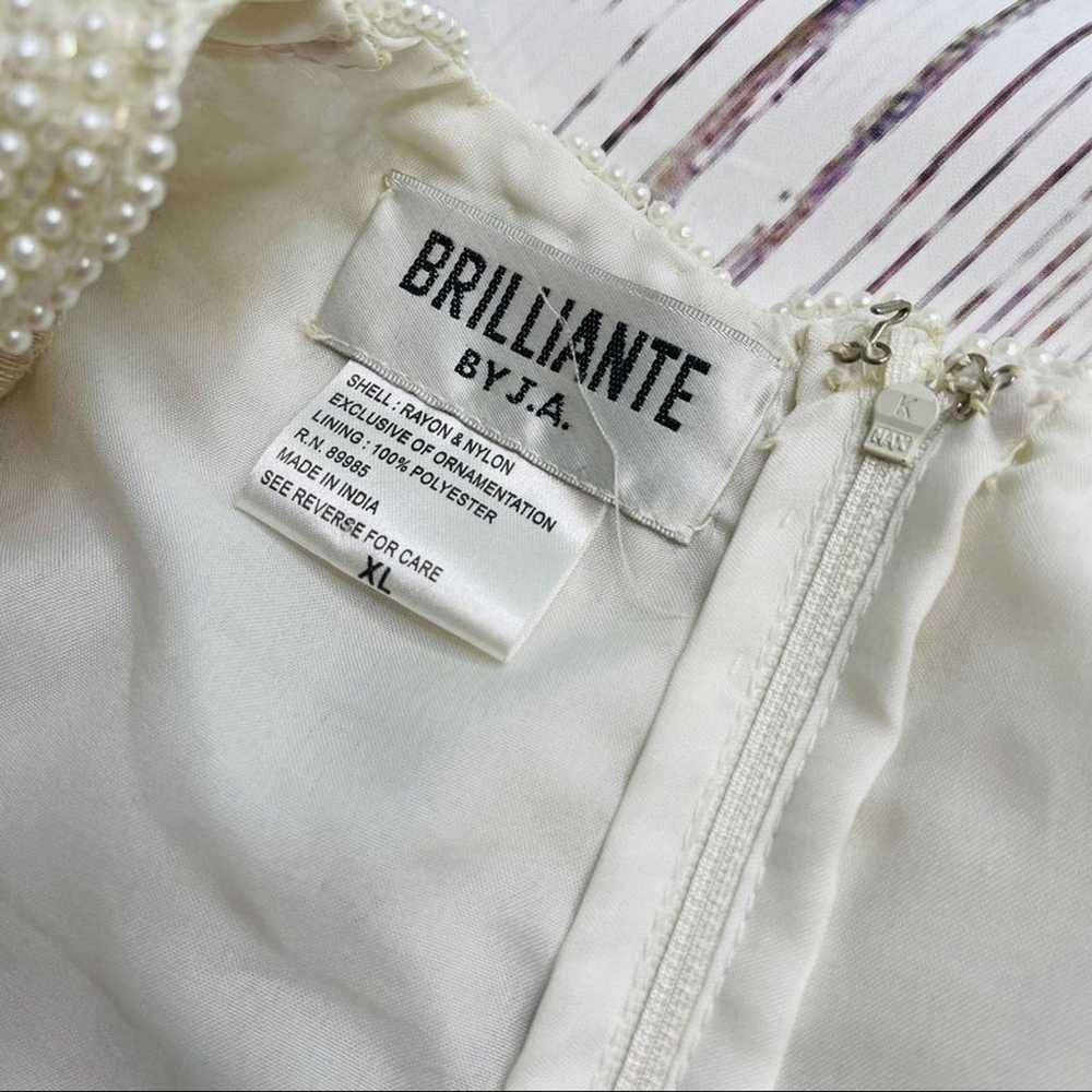 Brilliante off white beaded top semi sheer vintage - image 10