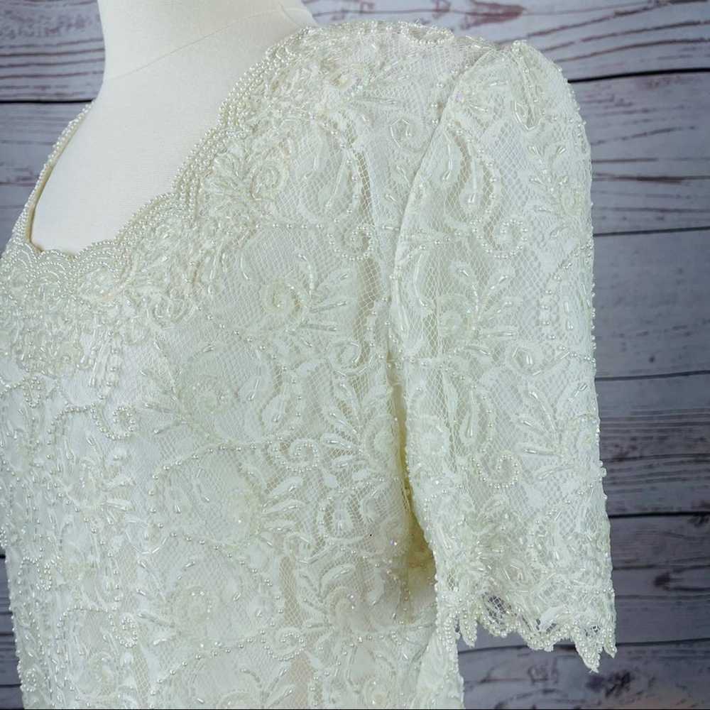 Brilliante off white beaded top semi sheer vintage - image 11