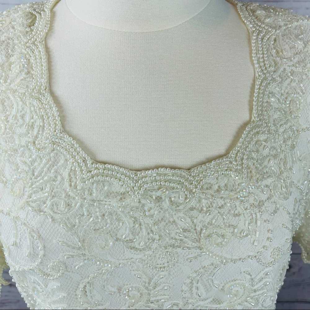 Brilliante off white beaded top semi sheer vintage - image 2