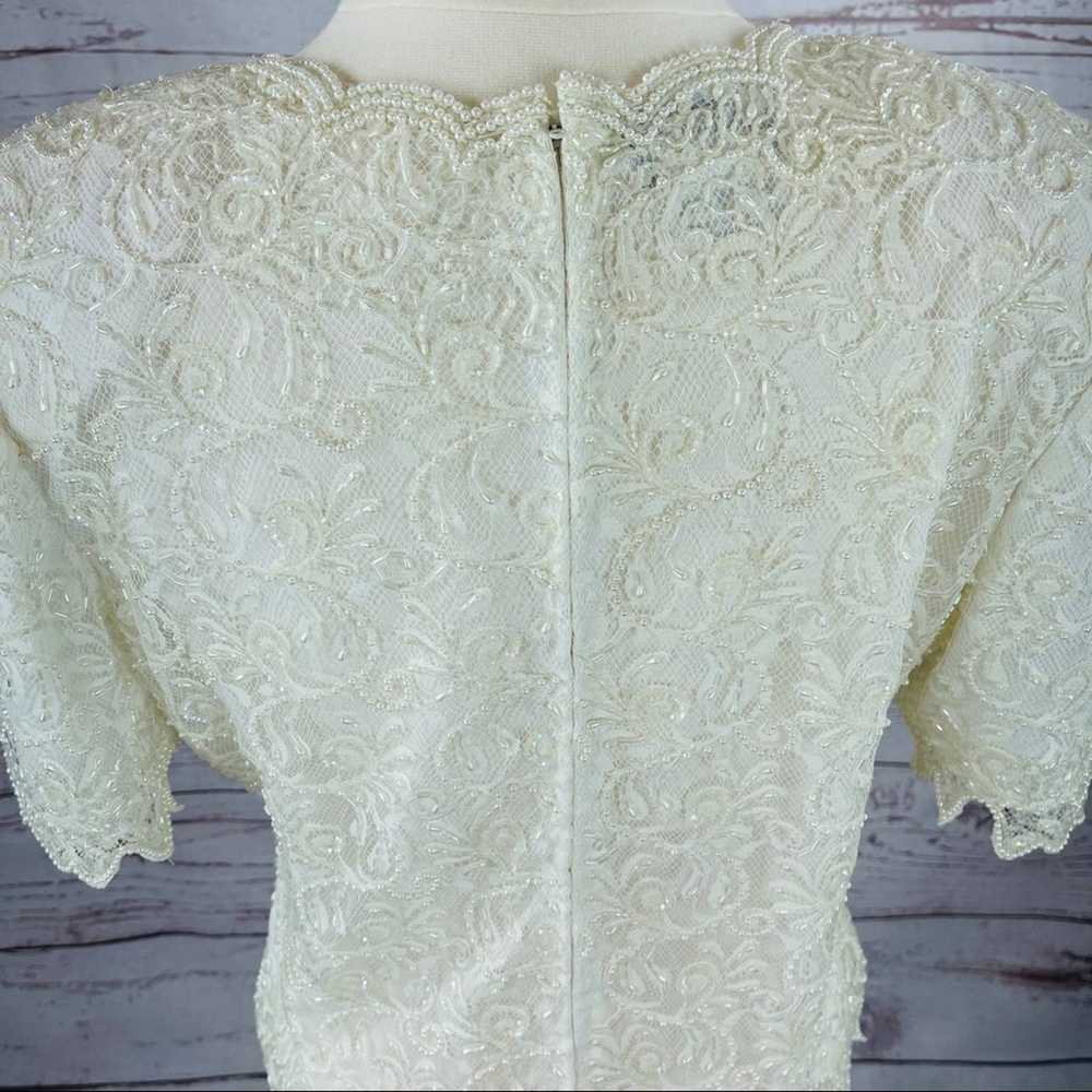 Brilliante off white beaded top semi sheer vintage - image 8