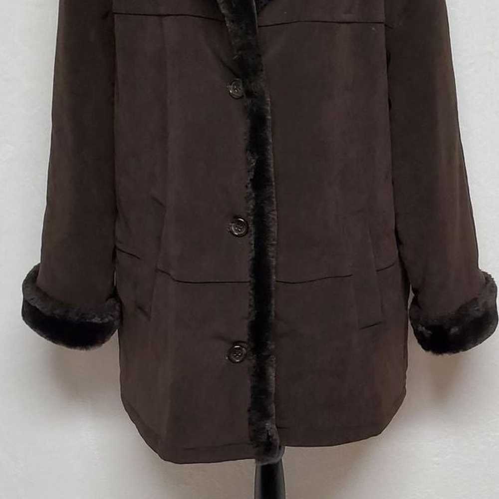 Vintage Talbots Brown Faux Shearling Button Up Qu… - image 6