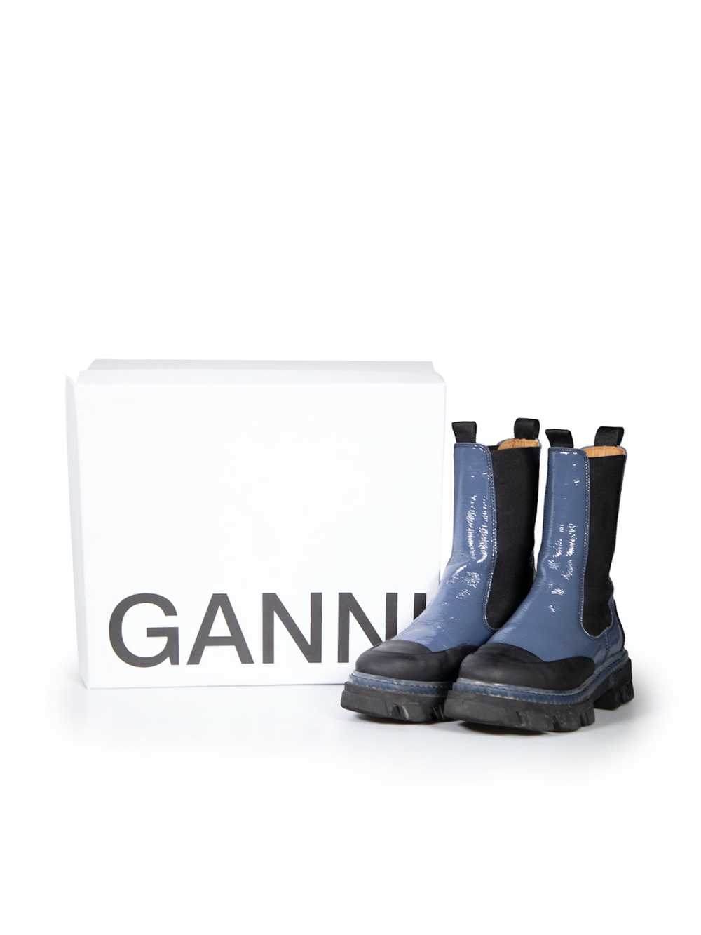 Ganni Blue Patent Leather Mid Chelsea Boots - image 6