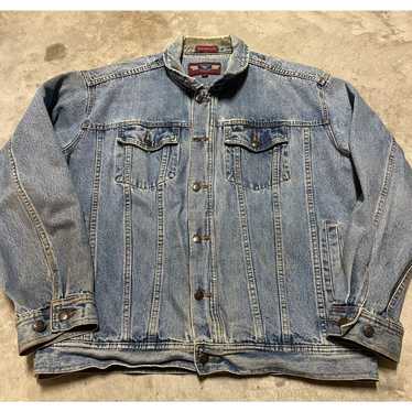 Vintage 90's Cianno Team of the hot Art Acid Wash Denim Jacket, Men's Large