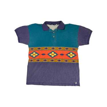 Art × Vintage Vintage Nuovo Aztec Pattern Polo Sh… - image 1